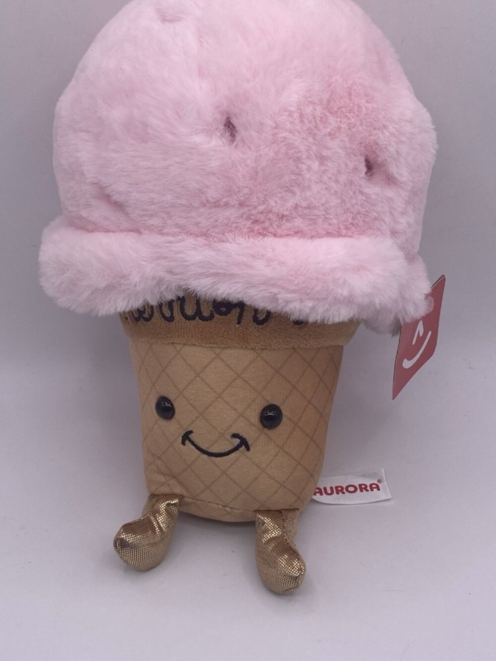 Pink Red Gold JUST SAYING I Cherish You Bean Bag Plush Ice Cream Aurora NWT